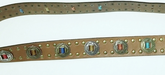 Soulier Leather Embroidered Studded South Western cowboy farmhouse boho belt main image 5